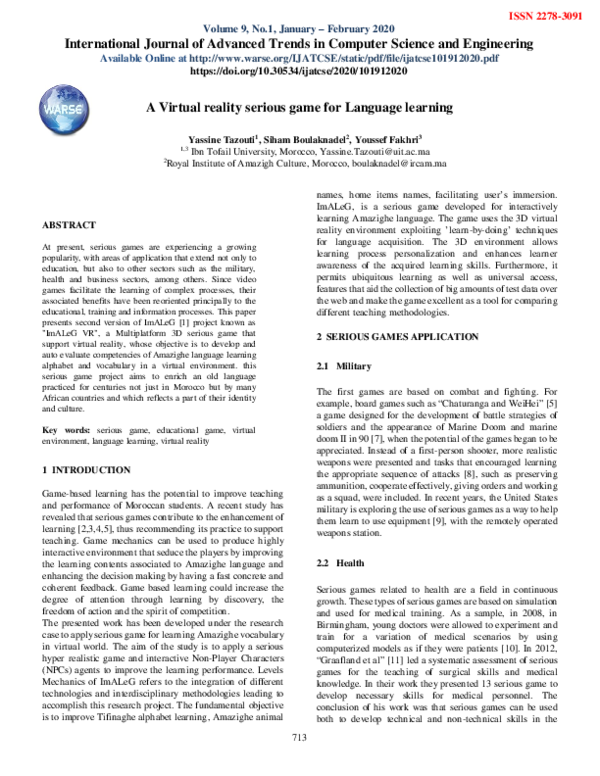 (PDF) A Virtual reality serious game for Language learning