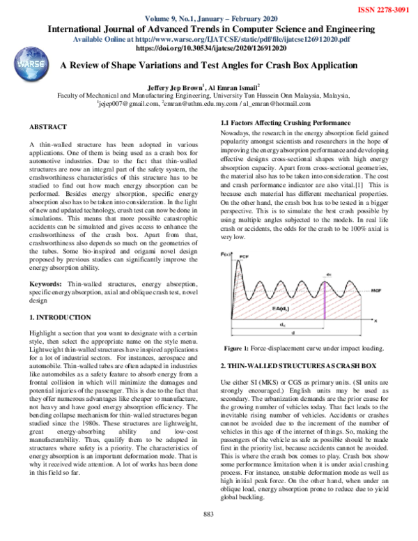 (PDF) A Review of Shape Variations and Test Angles for Crash Box
