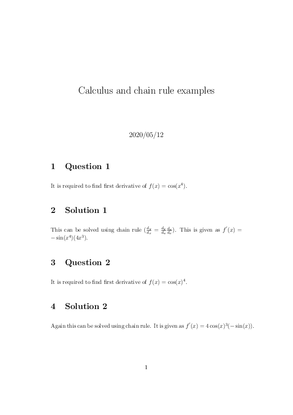 (PDF) Calculus and chain rule examples Nikola Pavlicevic Academia.edu