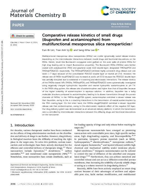 (PDF) Comparative release of small drugs (ibuprofen and
