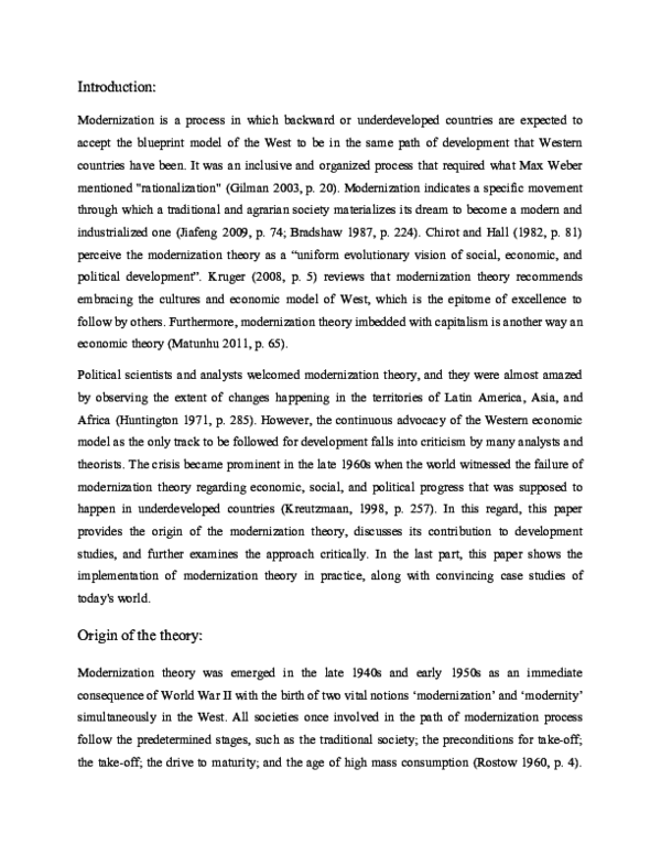 (DOC) Critique on modernization theory