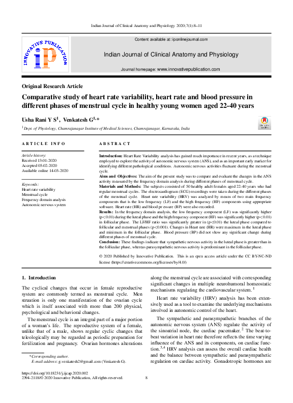 (PDF) Comparative study of heart rate variability, heart rate and blood ...