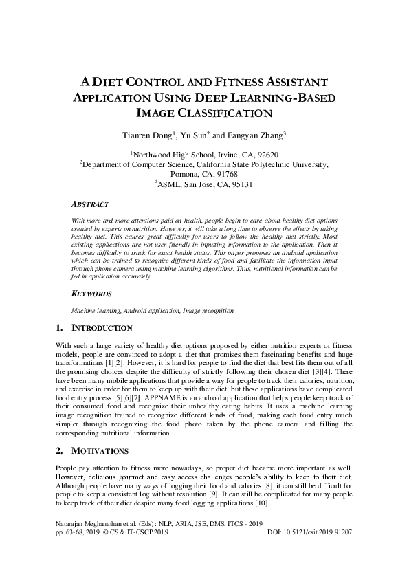 (PDF) A DIET CONTROL AND FITNESS ASSISTANT APPLICATION USING DEEP ...