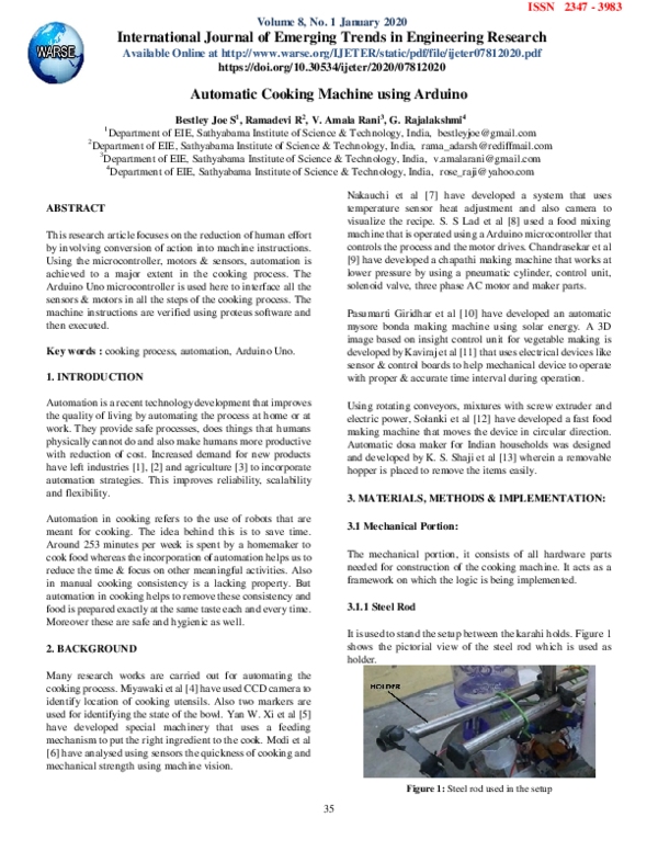 (PDF) Automatic Cooking Machine using Arduino