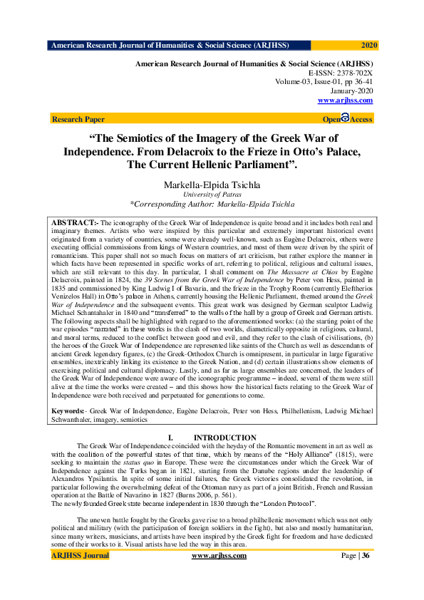 (PDF) "The Semiotics of the Imagery of the Greek War of Independence