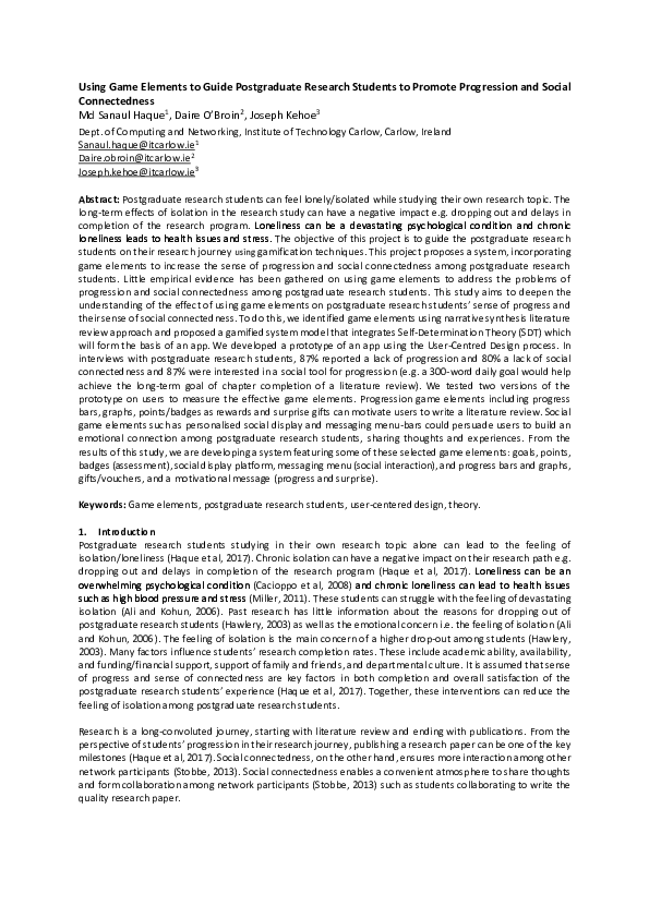 (PDF) Using Game Elements to Guide Postgraduate Research Students to ...