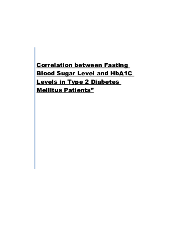 (DOC) Correlation between Fasting Blood Sugar Level and HbA1C Levels in ...