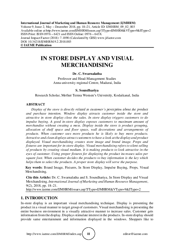 (PDF) IN STORE DISPLAY AND VISUAL MERCHANDISING