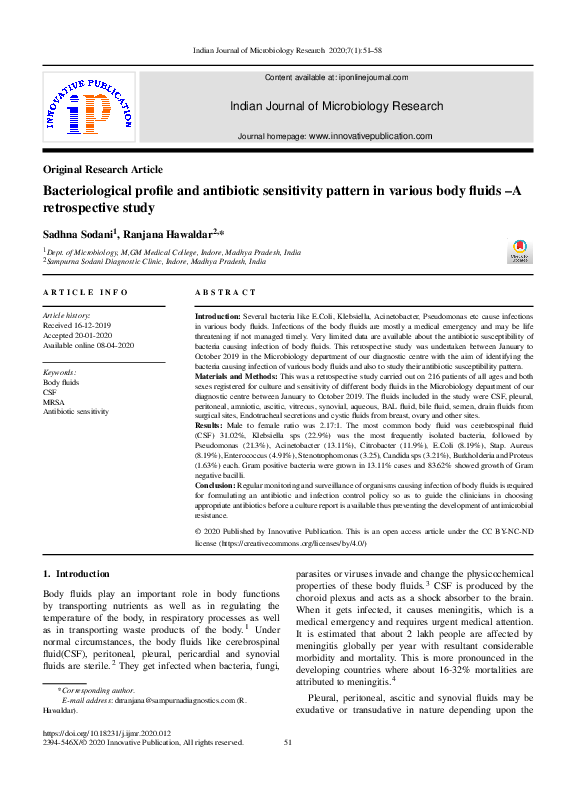 (PDF) Bacteriological profile and antibiotic sensitivity pattern in ...