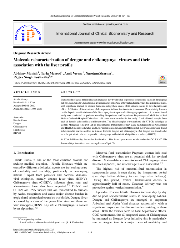 (PDF) Molecular characterization of dengue and chikungunya viruses and ...