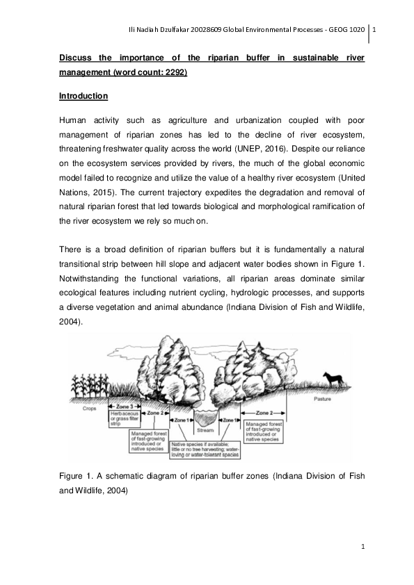 (PDF) The importance of the riparian buffer in sustainable river management
