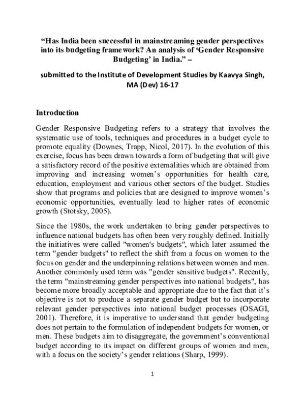 (PDF) Has India been successful in mainstreaming gender perspectives ...