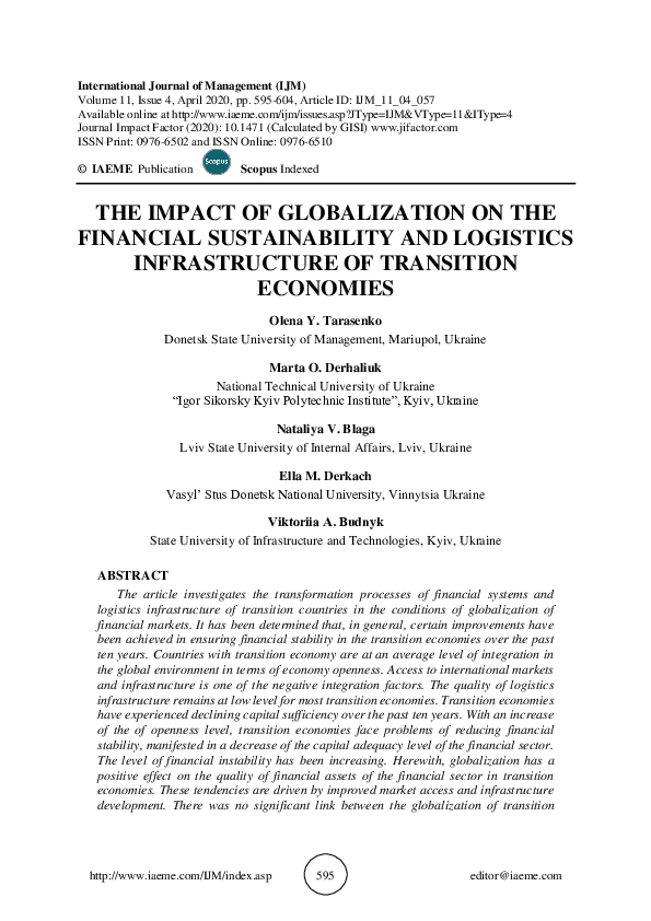 (PDF) The Impact of Globalization on the Financial Sustainability and ...