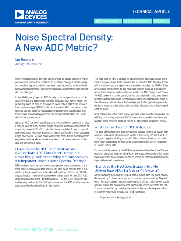 Pdf Noise Spectral Density A New Adc Metric Pdf Noise Spectral Density A New Adc Metric