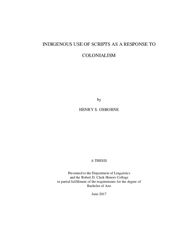 (PDF) INDIGENOUS USE OF SCRIPTS AS A RESPONSE TO COLONIALISM