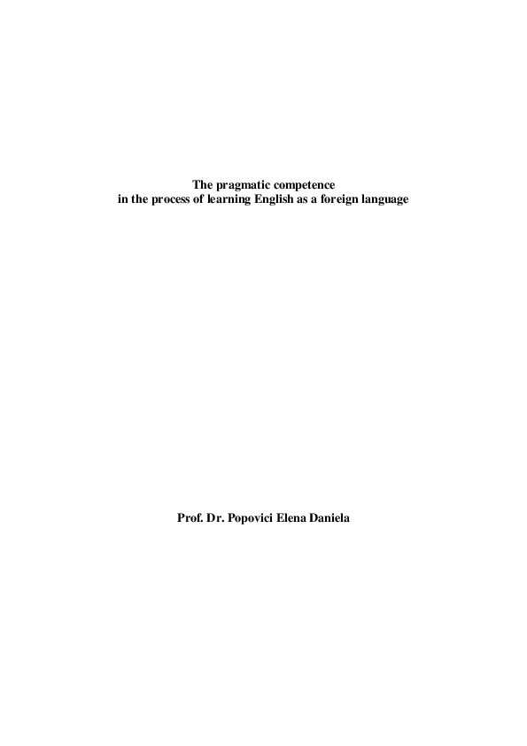 (PDF) The pragmatic competence in the process of learning English as a ...