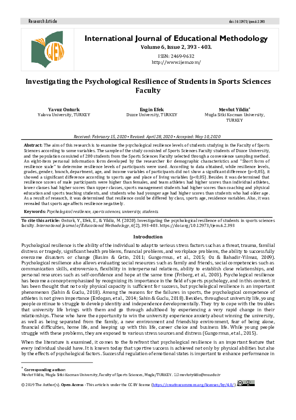 (PDF) Investigating the Psychological Resilience of Students in Sports ...