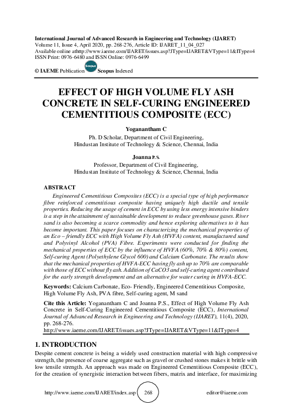 (PDF) Effect of High Volume Fly Ash Concrete in Self-Curing Engineered ...