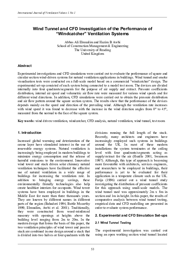 (PDF) Wind Tunnel and CFD Investigation of the Performance of a Wind ...