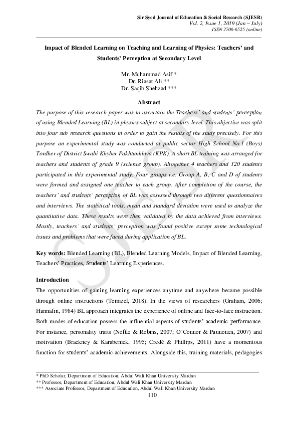 (PDF) Impact of Blended Learning on Teaching and Learning of Physics ...