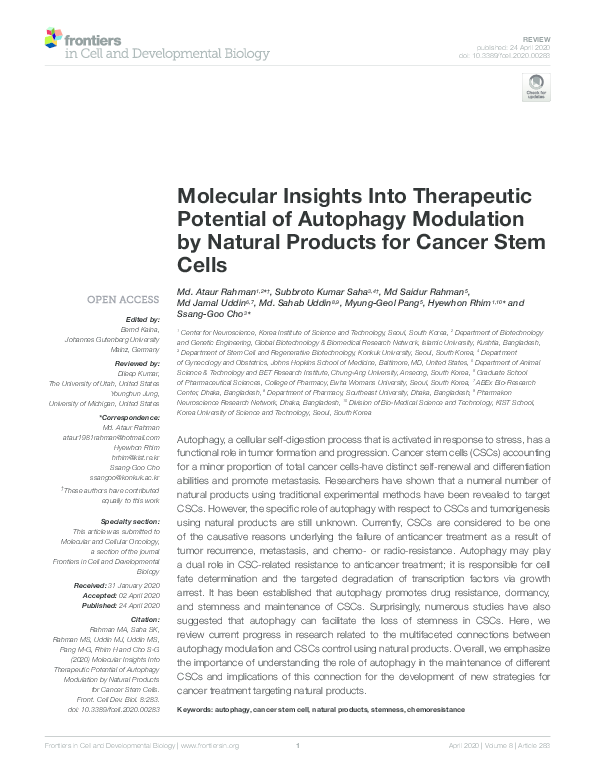 (PDF) Molecular Insights Into Therapeutic Potential of Autophagy ...