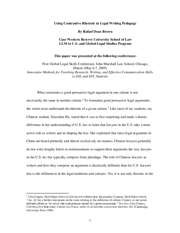 (PDF) Using Contrastive Rhetoric in Legal Writing Pedagogy