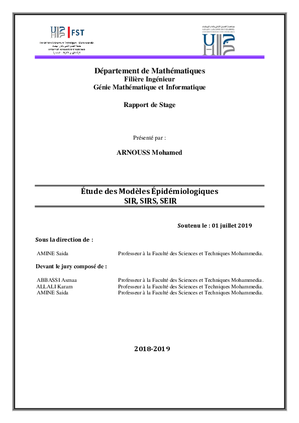 (PDF) Département de Mathématiques Filière Ingénieur Génie Mathématique ...