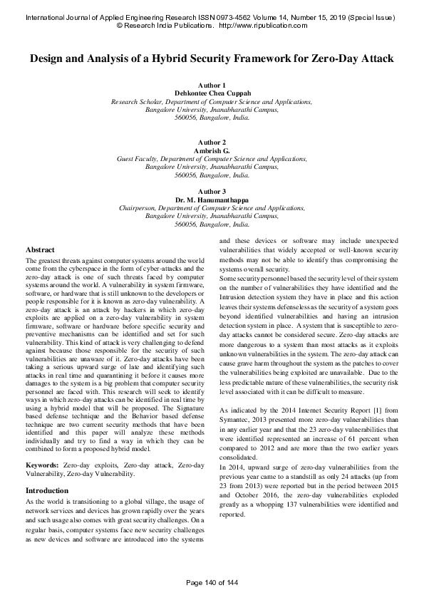 (PDF) Design and Analysis of a Hybrid Security Framework for Zero-Day ...