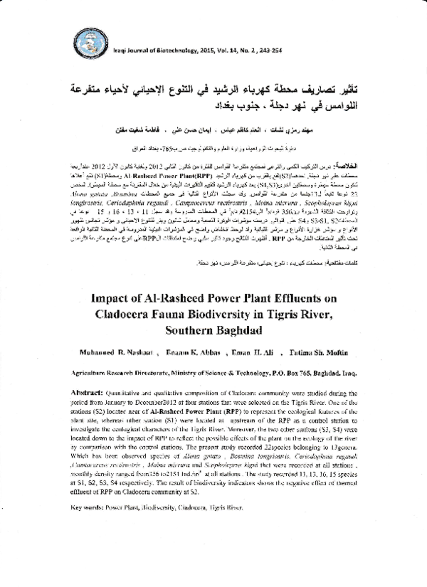 (PDF) Impact of Al-Rasheed power plant effluents on cladocera fauna ...
