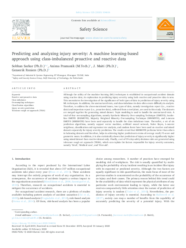 (PDF) Predicting and analyzing injury severity: A machine learning ...