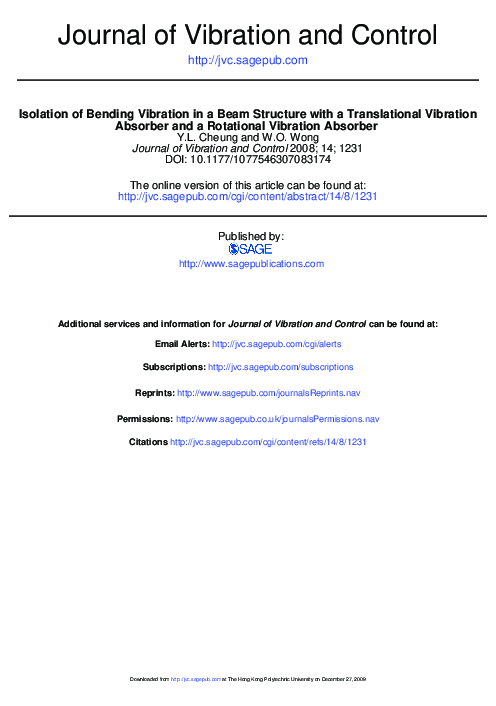 (PDF) Isolation of Bending Vibration in a Beam Structure with a ...