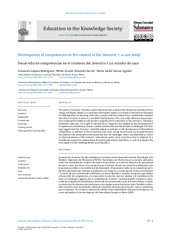 (PDF) Education in the Knowledge Society Development of competencies in ...