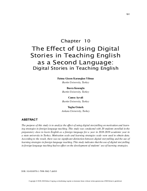 (PDF) The Effect of Using Digital Stories in Teaching English as a ...
