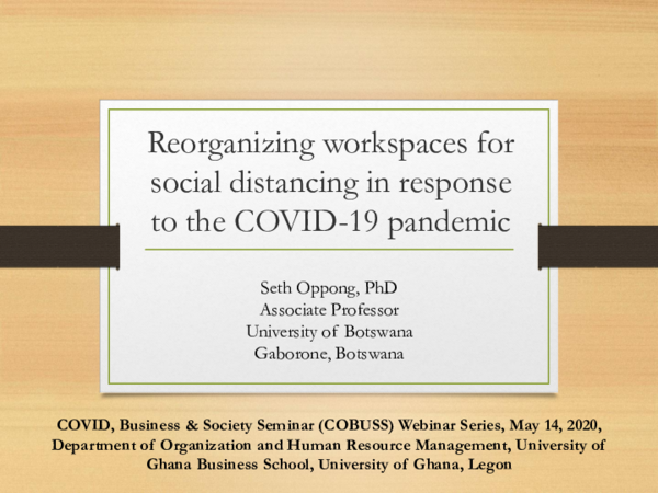 (PDF) Reorganizing workspaces for social distancing in response to the ...