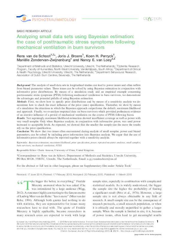 (PDF) Analyzing small data sets using Bayesian estimation: the case of ...