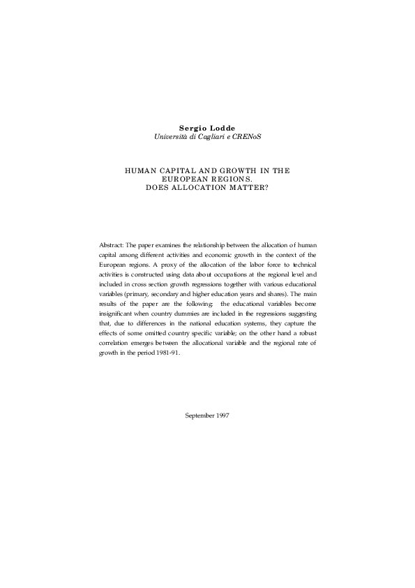(PDF) Human capital and growth in the European regions: does allocation ...