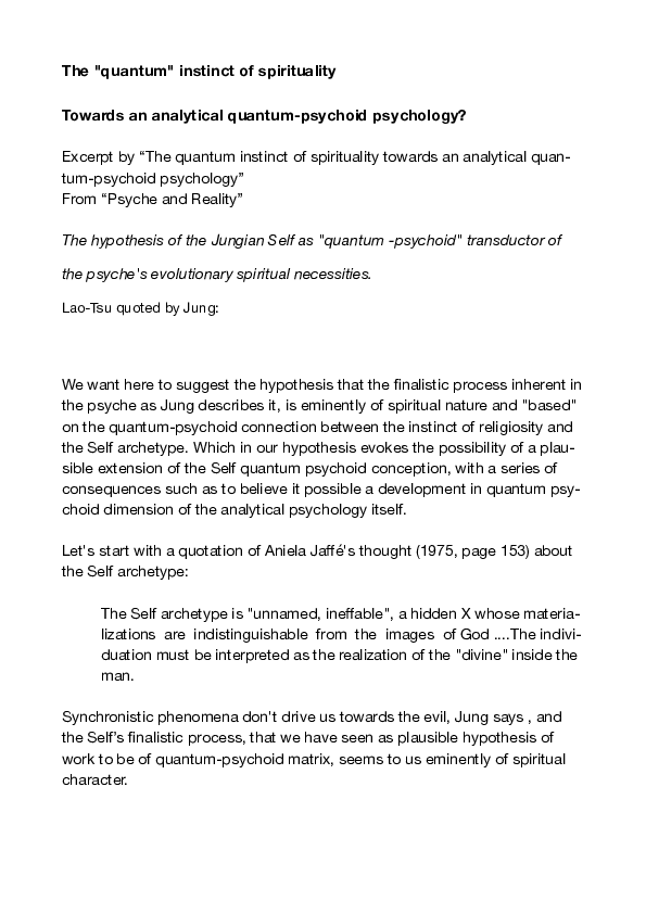 (PDF) QUANTUM PSYCHOID FREEWILL? Excerpt by. | Donato Santarcangelo ...