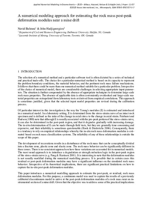 (PDF) A numerical modeling approach for estimating the rock mass post ...