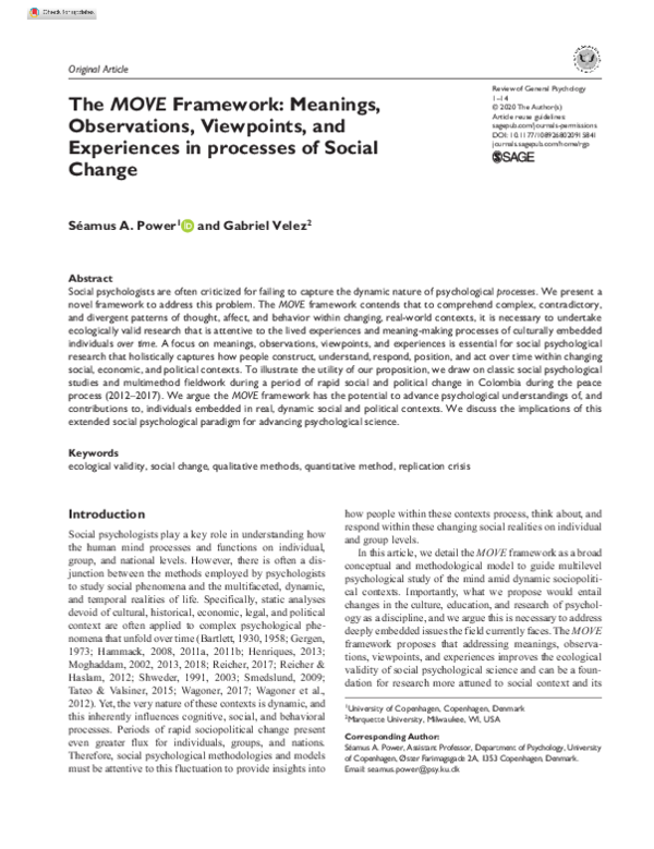 (PDF) The MOVE Framework: Meanings, Observations, Viewpoints, and ...