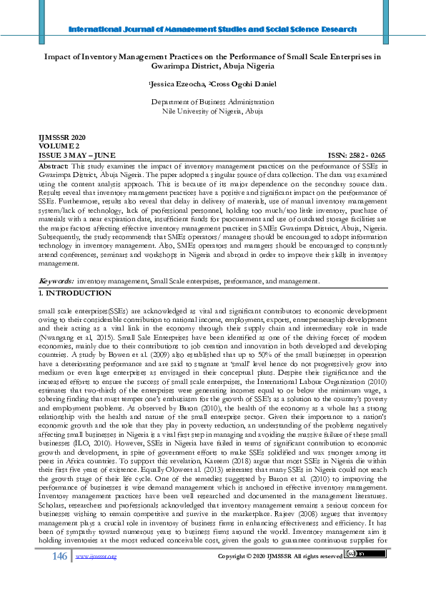 (PDF) Impact of Inventory Management Practices on the Performance of ...