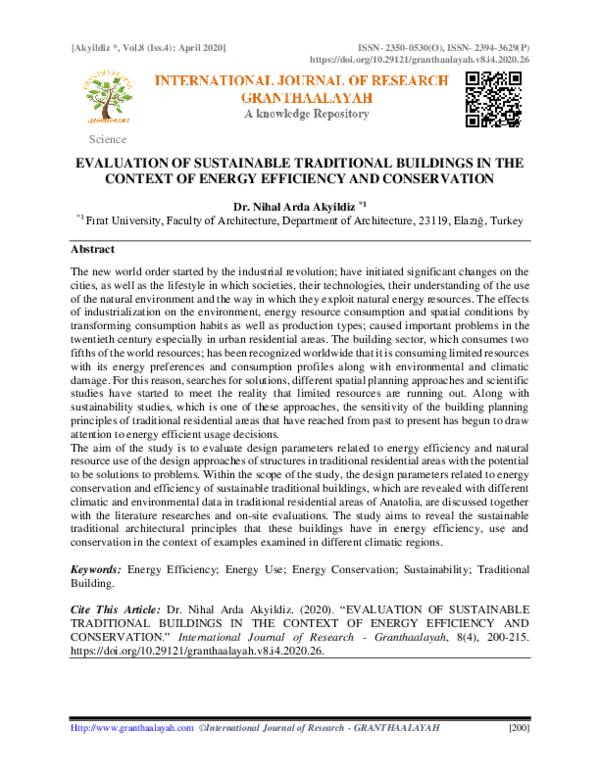 (PDF) Evaluation of Sustainable Traditional Buildings in the Context of ...