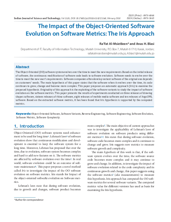 (PDF) The Impact of the Object-Oriented Software Evolution on Software ...