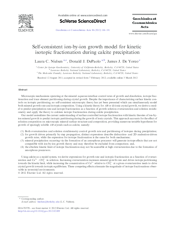(PDF) Self-consistent ion-by-ion growth model for kinetic isotopic ...