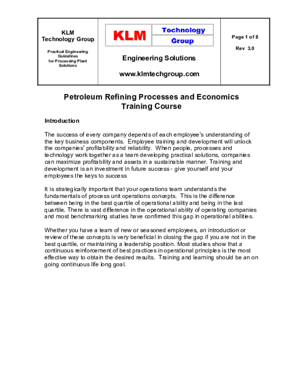 (PDF) Petroleum Refining Processes and Economics Training Course