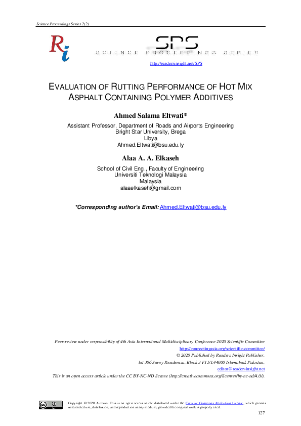 (PDF) EVALUATION OF RUTTING PERFORMANCE OF HOT MIX ASPHALT CONTAINING ...