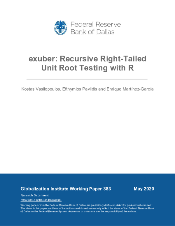 (PDF) exuber: Recursive Right-Tailed Unit Root Testing with R