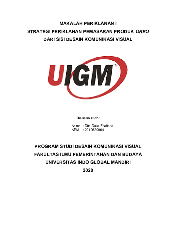 Doc Strategi Periklanan Pemasaran Produk Oreo Dita Dara Academia Edu