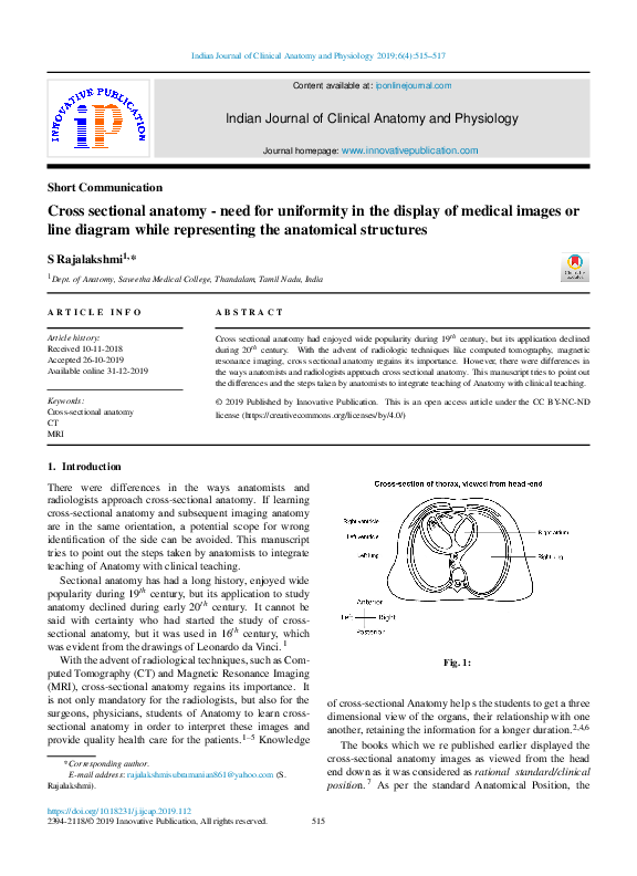 (PDF) Cross sectional anatomy - need for uniformity in the display of ...