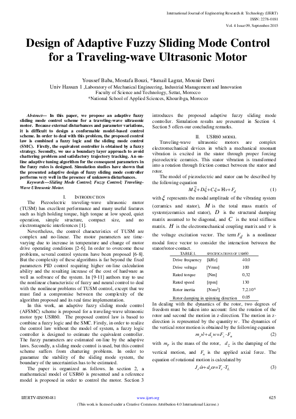(PDF) IJERT-Design of Adaptive Fuzzy Sliding Mode Control for a ...