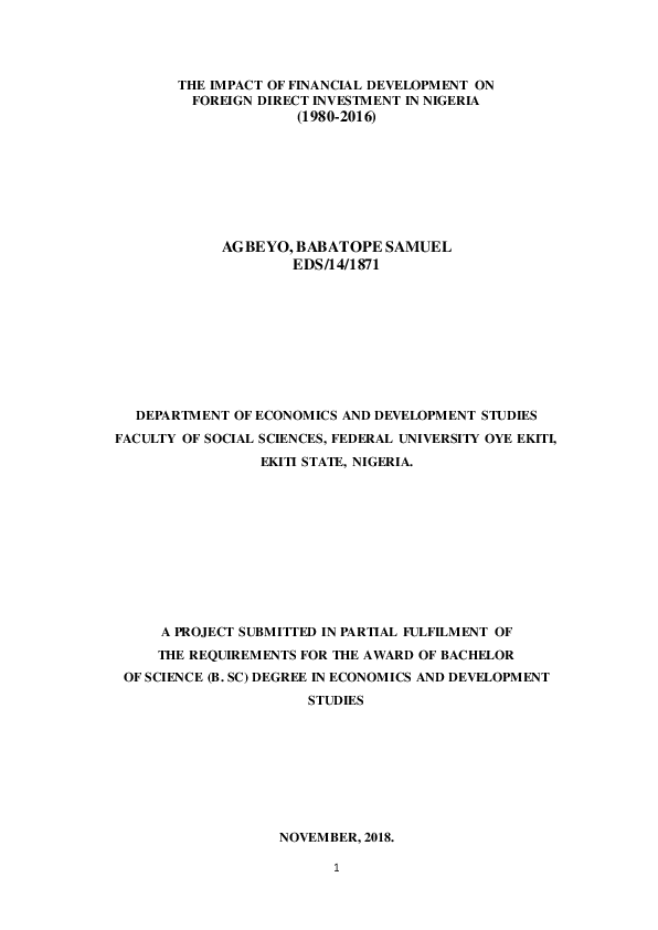(PDF) THE IMPACT OF FINANCIAL DEVELOPMENT ON FOREIGN DIRECT INVESTMENT ...